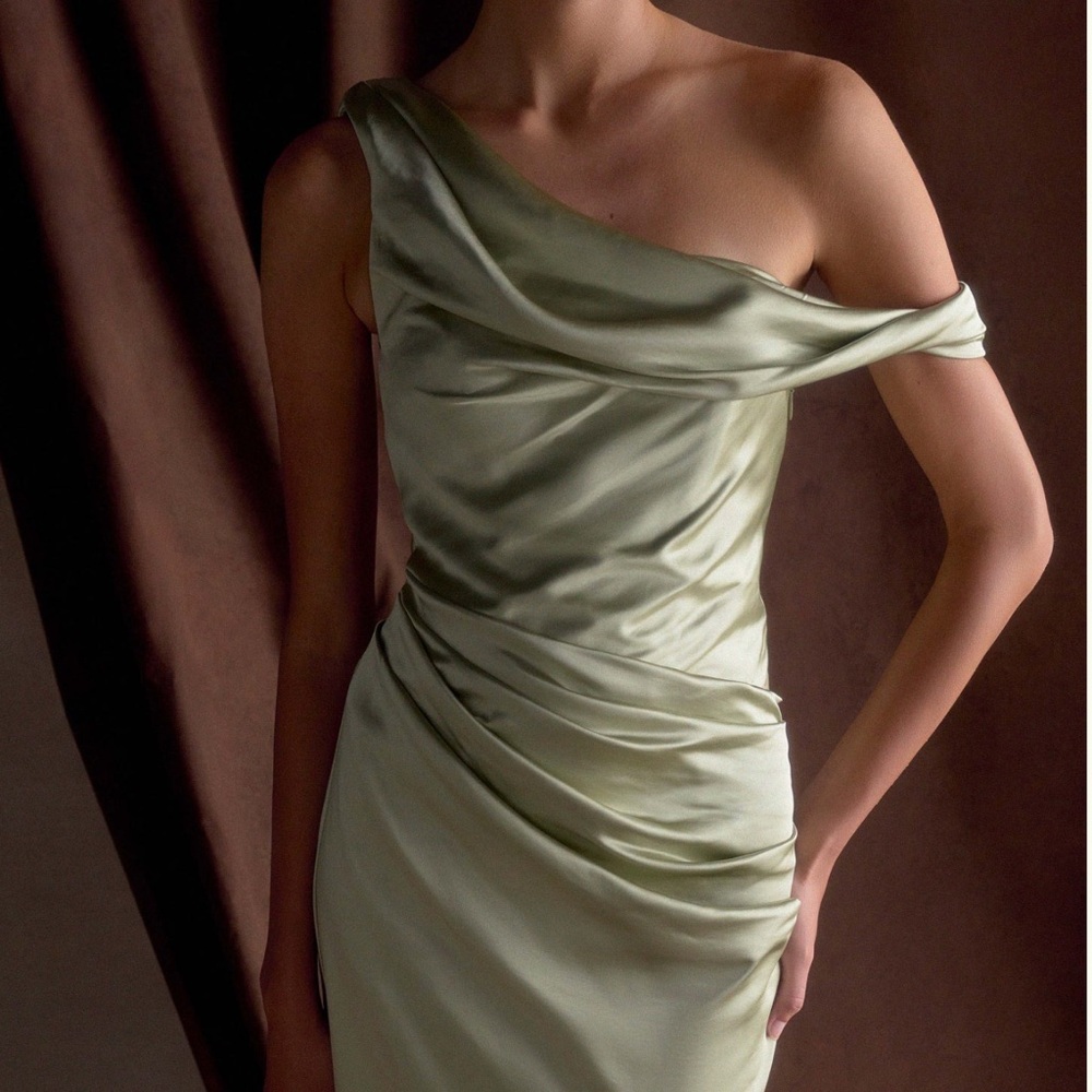 Meshki Dalia Satin One Shoulder Gown